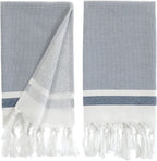 Turkish Hand Towels for Bathroom, Kitchen Towels Decorative Set of 2, Luxury Turkish Cotton Dish Tea Towels 14 x 30 Inches for Modern, Boho, and Farmhouse Decor (Beige Waves)