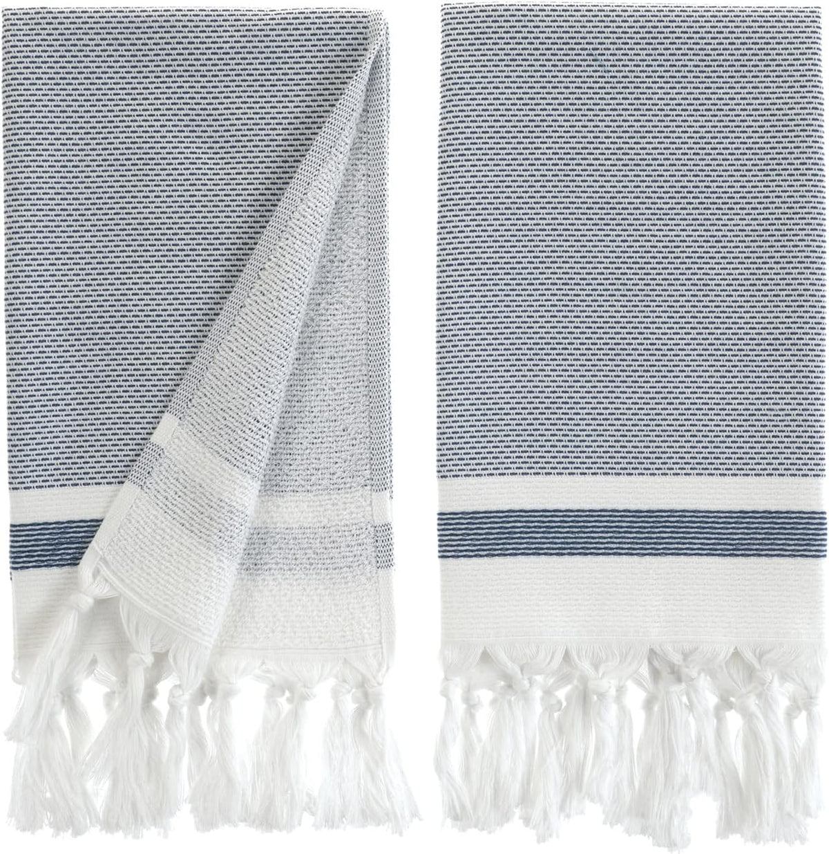 Turkish Hand Towels for Bathroom, Kitchen Towels Decorative Set of 2, Luxury Turkish Cotton Dish Tea Towels 14 x 30 Inches for Modern, Boho, and Farmhouse Decor (Beige Waves)