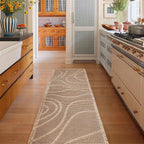 ZALL Waffle Bath Mat Wavy Boho Non Slip Ultra Soft Bathroom Mat 24"x72" Tan