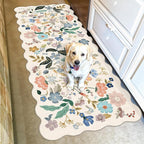 Hallway 2x5 Washable Runner Rug: Stain Resistant Floral Scalloped Rug by HYHAOYUNLAI