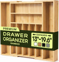 ROYAL CRAFT WOOD Luxury Bamboo Kitchen Drawer Organizer for Kitchen Organization - Silverware Organizer, Utensil Holder & Cutlery Tray Drawer Dividers for Flatware Silverware Storage, 9 Slot, Natural