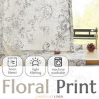 jinchan Linen Blend Curtain Floral Curtains - Image 3