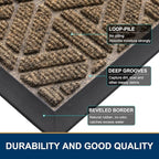 Smiry Front Door Mat Outside Entrance, Heavy Duty Sturdy Natural Rubber Doormat - Image 3