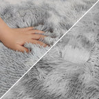 Small Area Rug for Bedroom 3x5ft Mini Tie Dye Grey Fluffy Rug Mat Bedside Throw - Image 6