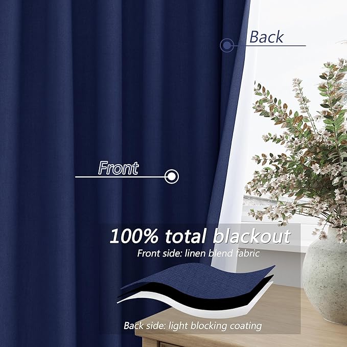 Guken 100% Blackout Curtains 72 Inch Length 2 Panels Set - Image 4