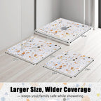 Square Shower Mat Non Slip: 27x27 Inch Shower Floor Mat with Drain Hole in Middle, Super Soft and Comfortable PVC Loofah Massage Bath Mat for Shower, Anti Slip Shower Stall Mat, Quick Drying
