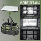 SCAVATA Wearable Cleaning Caddy Organizer with Handle & Shoulder Straps for Housekeepers, Under Sink & Car Cleaning Tool Organizer Bag with 4 Foldable Dividers (Green)