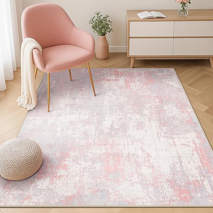 Washable Area Rugs 4'x6' Non-Slip Modern Abstract Soft by RELEANY
