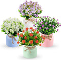 Der Rose 4 Pack Fake Flowers in Pots, Spring Summer Table Home Decor Indoor