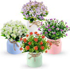 Der Rose 4 Pack Fake Flowers in Pots, Spring Summer Table Home Decor Indoor
