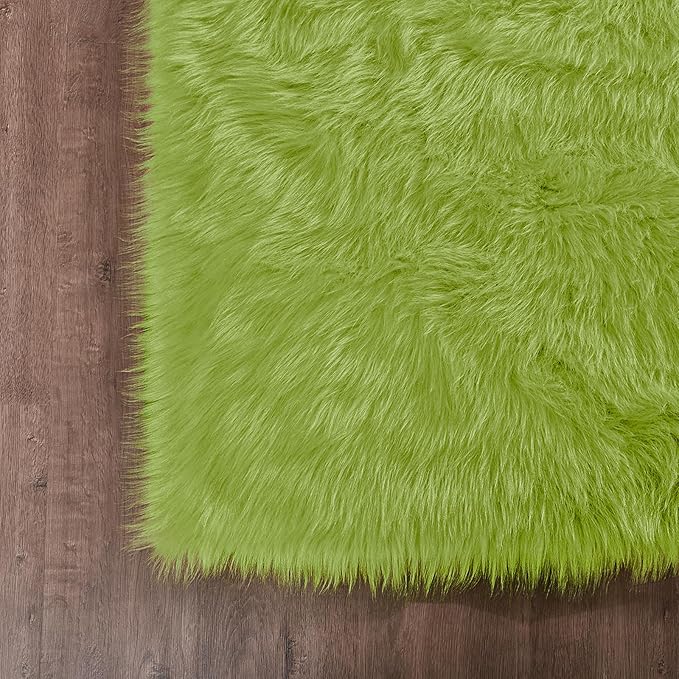 Goolela Lime Green Area Rug 6x9 Fuzzy Fluffy Furry Shag Rug - Image 6