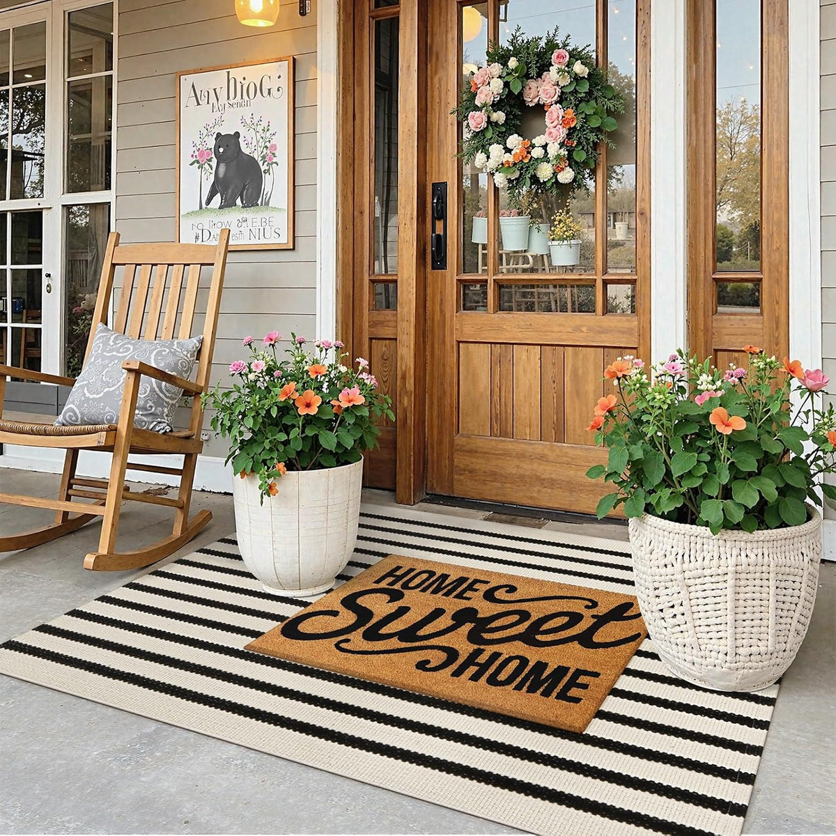 KIMODE Outdoor Rug Front Door Mats Fall Porch Rug Patio Rugs Entrance Mat