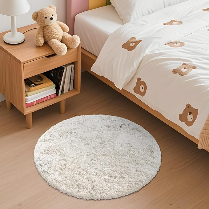 OLANLY Ivory Round Rugs for Bedroom - Image 3