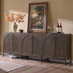 Modern Arched Sideboard Buffet Cabinet with Storage, Walnut