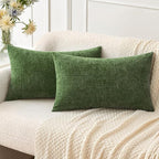 MIULEE Pack of 2 Couch Throw Pillow Covers 12x20Inch Soft Moss Green Spring by MIULEE