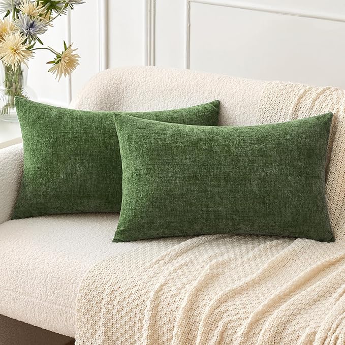 MIULEE Pack of 2 Couch Throw Pillow Covers 12x20Inch Soft Moss Green Spring by MIULEE