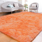 Goideal Fluffy Rug for Bedroom Living Room, 6x9 Orange Area Rugs, Faux Fur Shag by Goideal