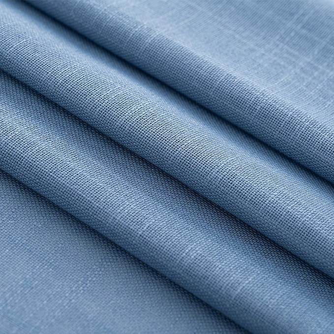 Denim Blue Curtains for Living Room Back Tab Modern Farmhouse Semi Sheer Blue - Image 7