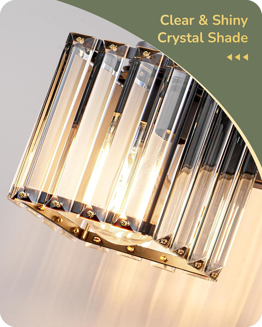 EDISHINE 2-Light Black Bathroom Vanity Light, Crystal Sconce Over Mirror