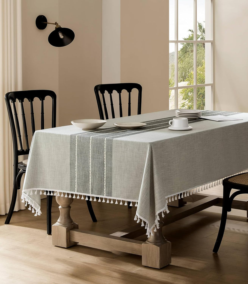 ZeeMart Contrast Linen Rectangle Table Cloth 60x120 Inch Grey