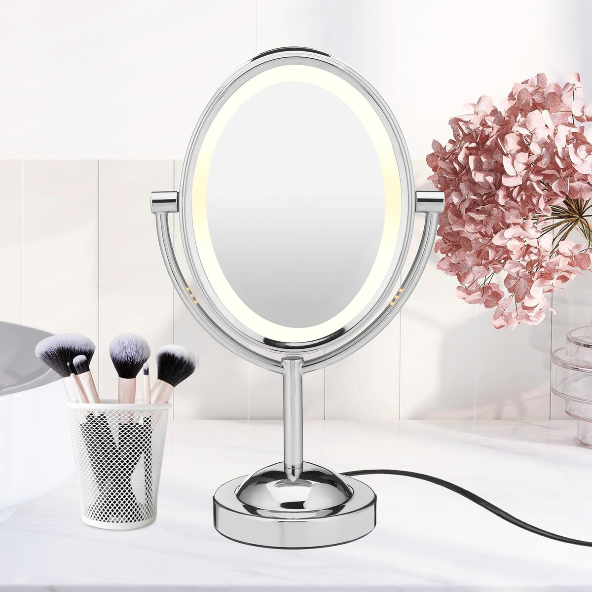 Conair Lighted Vanity Mirror, LED, 1X/7X Magnifying, Double Sided