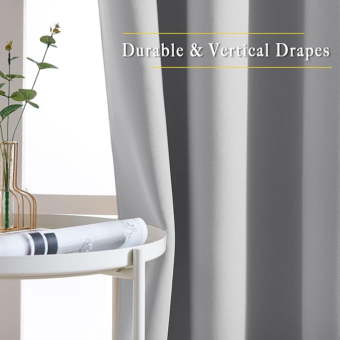 NICETOWN Light Gray Blackout Curtains 84 inch Long - Image 3