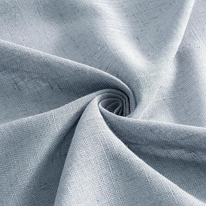MIULEE Chambray Blue Linen Curtains 54 Inch Length 2 Panels - Image 8