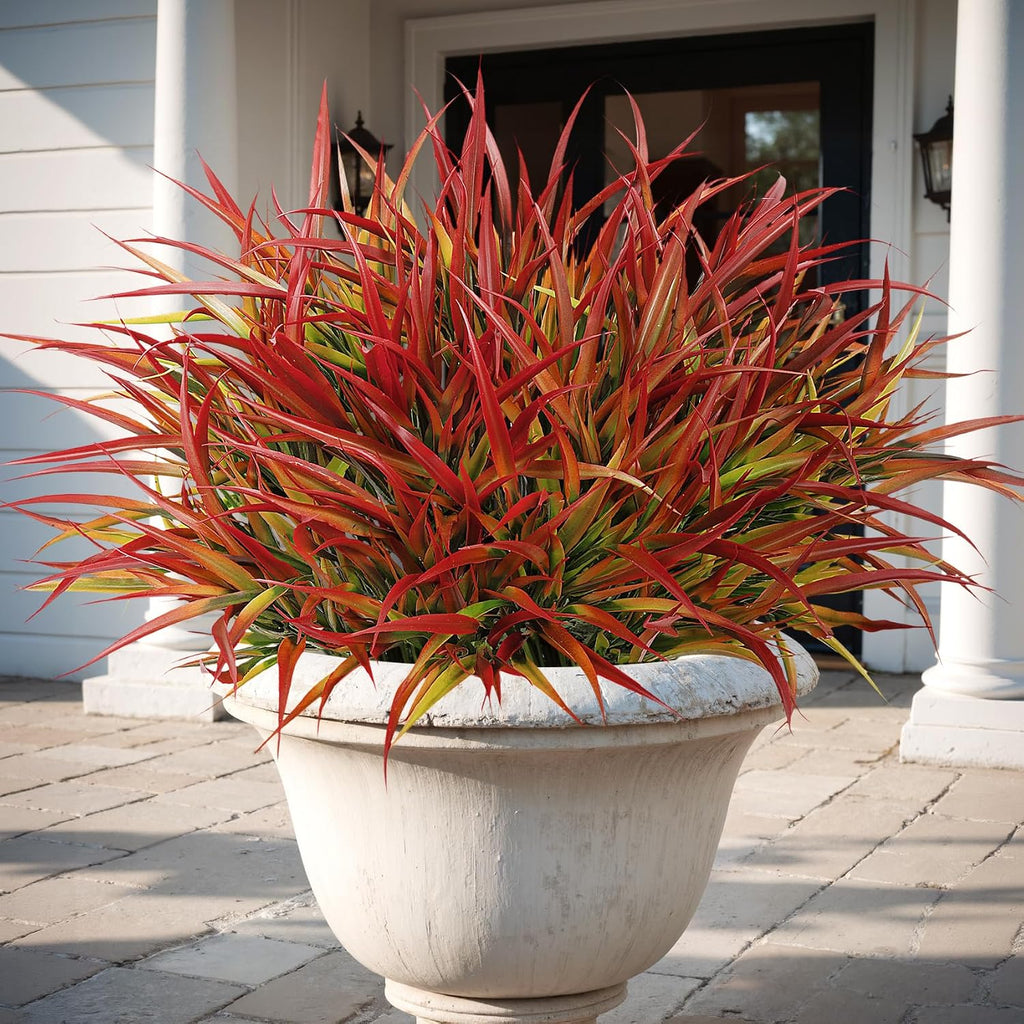 16 Pcs Artificial Plants Outdoor Fake Grass Fall Stems, Red