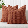 MIULEE Pack of 2 Dark Rust Corduroy Decorative Pillow Covers 20x20 Inch Soft by MIULEE