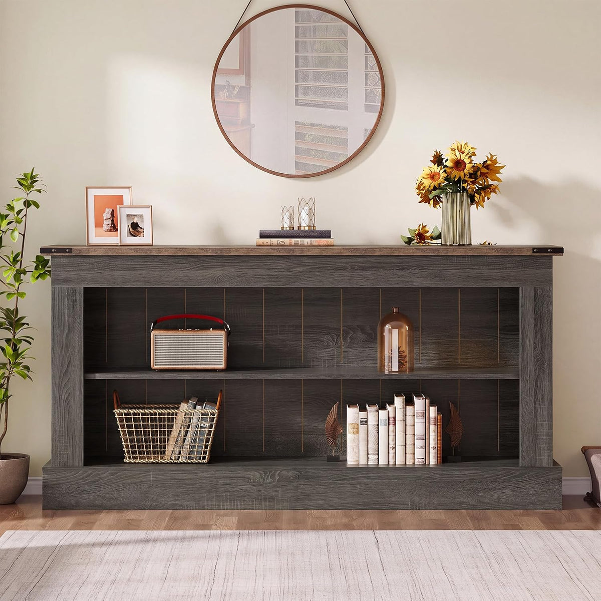 Tribesigns 63" Console Table, 3-Tier Entryway Table with Storage Shelves