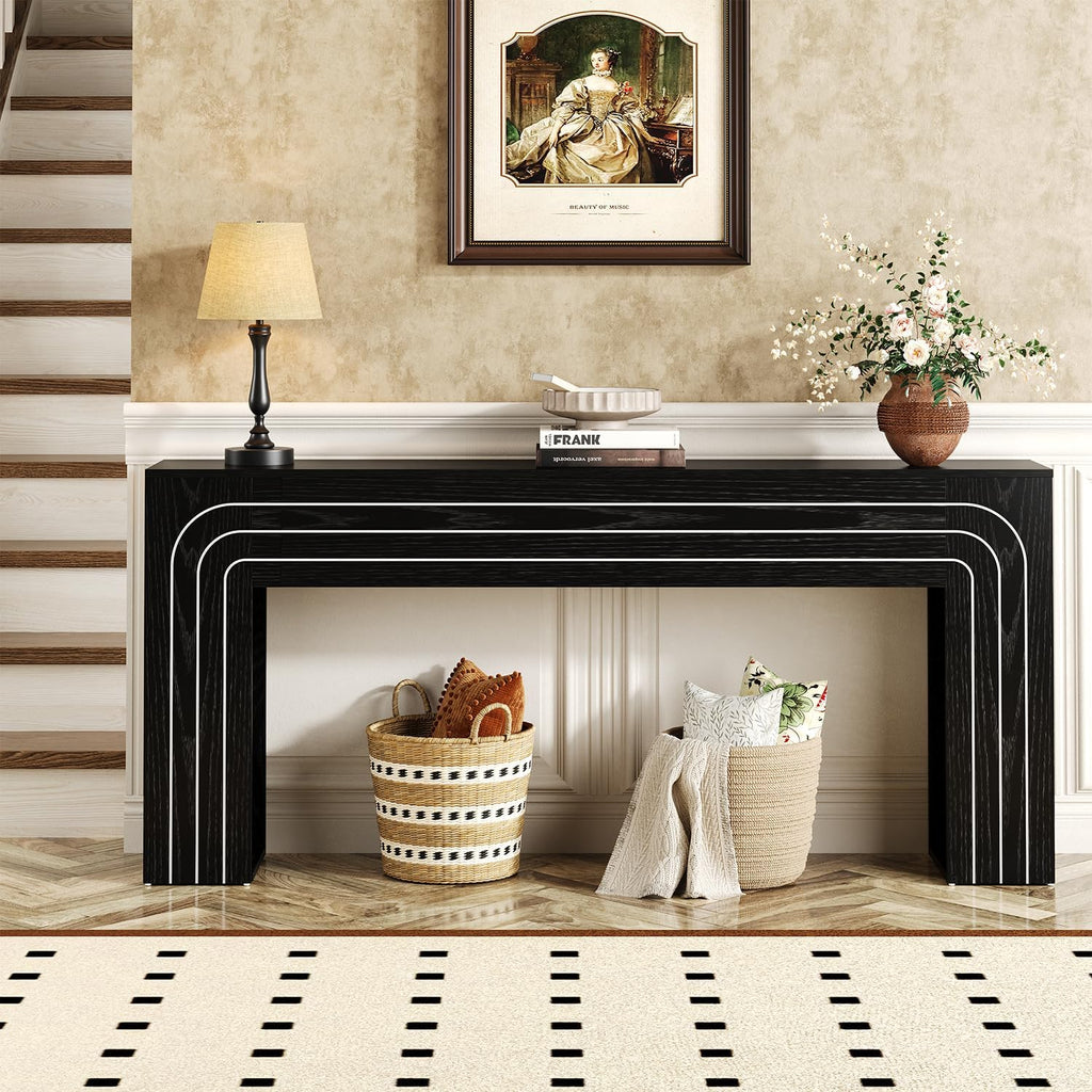 knoworld 70.9-Inch Long Console Table, Farmhouse Entryway Table with Line