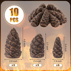 10 Pcs Gas Logs Ceramic Pine Cones, Imitated Fire Pit Pine Cones Gas Logs Decorative Fireproof Bonfire Accessories Christmas Decor for Propane Campfire Fireplace Wood Fires