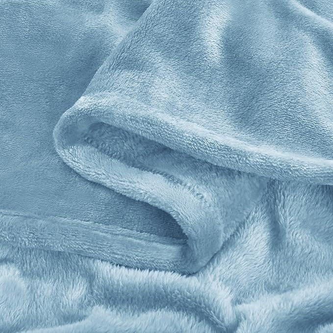 BEDELITE Fleece Blanket Twin Size Washed Blue Throw Blankets - Image 6