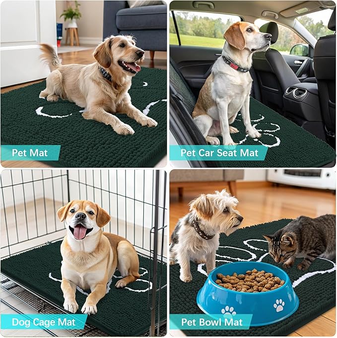 OLANLY Dog Door Mat for Muddy Paws 40x32, Paw Print Design, Absorbs Moisture - Image 7