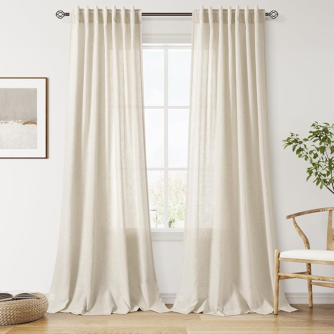 Nanspring Vanilla Linen Curtains 96 Inches Long by Nanspring