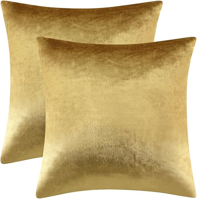 GIGIZAZA Gold Velvet Decorative Throw Pillow Covers, 18x18 Pillow Covers by GIGIZAZAFocusingonhomedecoration
