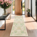 Hazo Haus Non Slip Beige Green Bathroom Runner Rug - Image 9