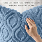 decorUhome Throw Pillow Covers 26x26 Inch Set of 2, Soft Plush Faux Wool Blue - Image 6