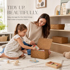 Decorative Wicker Storage Boxes with Lids - Set of 3 Seagrass Organizers