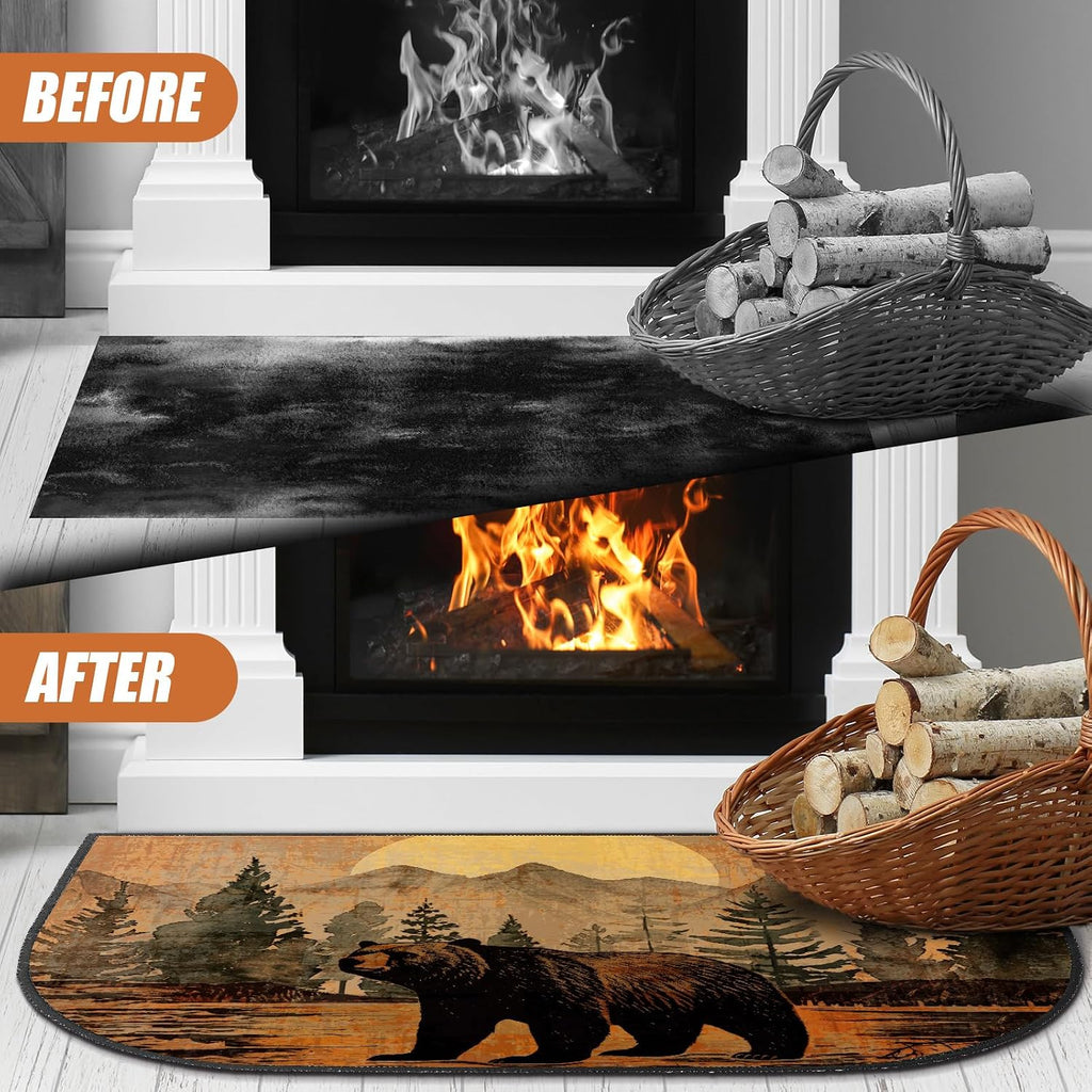 Demissle Fireplace Hearth Rug, Bear, 27 x 48 Inch