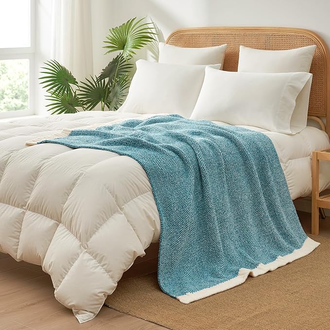 Snuggle Sac Super Soft & Reversible Heather Teal Blue Throw - Image 8