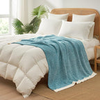 Snuggle Sac Super Soft & Reversible Heather Teal Blue Throw - Image 8