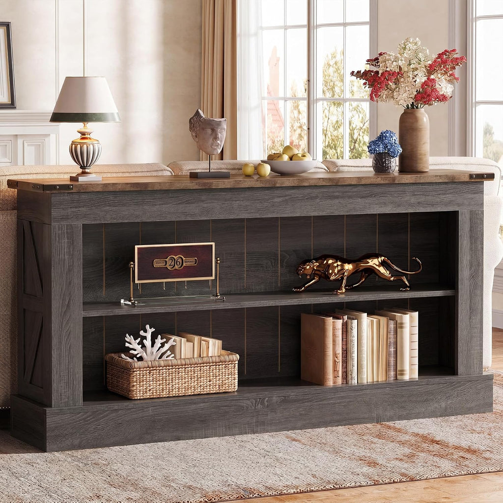 Tribesigns 63" Console Table, 3-Tier Entryway Table with Storage Shelves