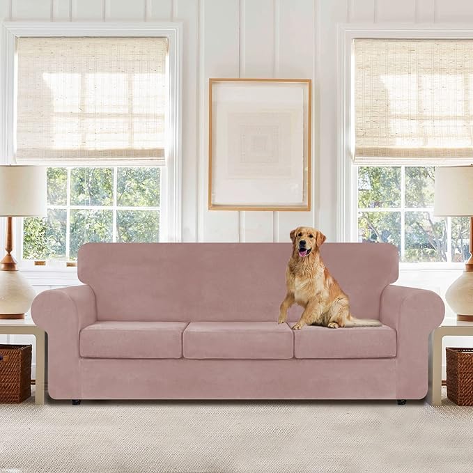 WEERRW 4 Pieces Velvet High Stretch Couch Covers - Image 2