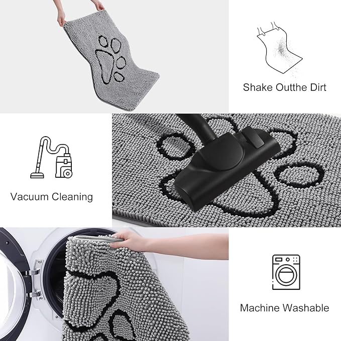 Smiry Dog Door Mat for Muddy Paws, Absorbent Dirt Trapper Non Slip Quick Dry - Image 6