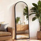 Arched Full Length Floor Mirror, 16"x59" Body Wall Mirror with Stand