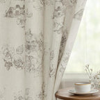Yakamok Grey Floral Linen Curtains - Image 7
