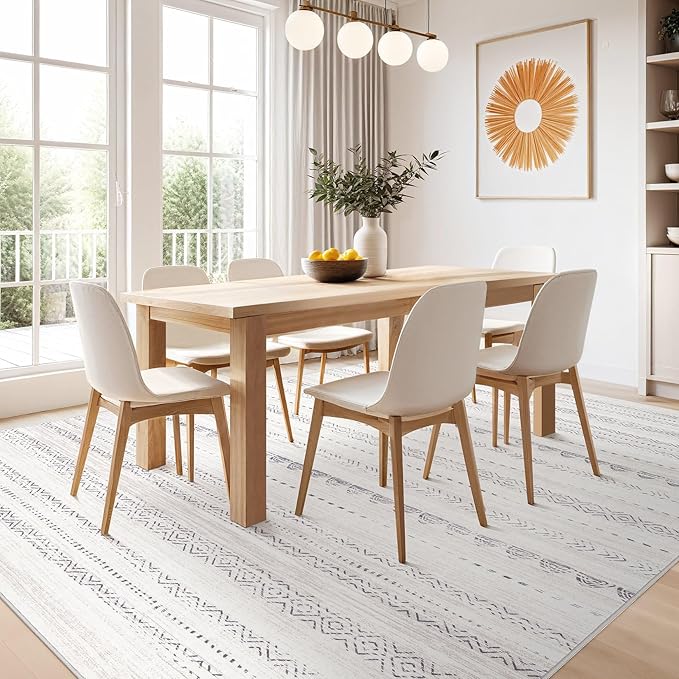 Nakagishi Area Rugs 9x12 Living Room: Washable Boho Large Neutral Modern Soft - Image 7