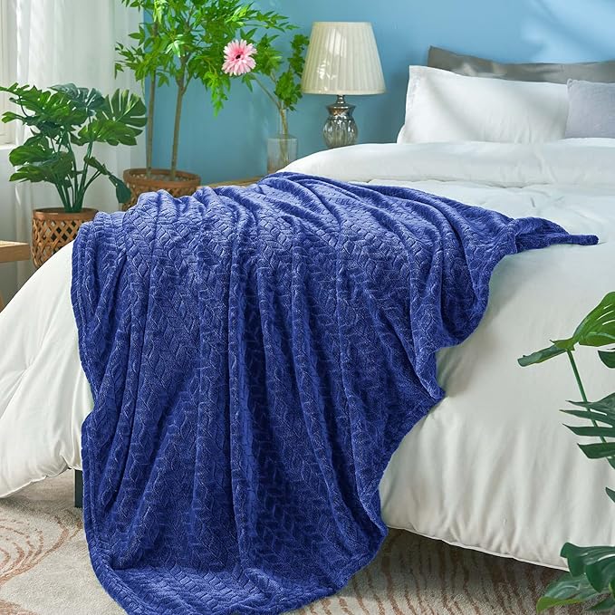 inhand Royal Blue Throw Blanket, Super Soft Fuzzy Blanket - Image 3