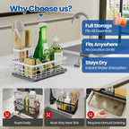 Extra Large Sink Caddy with Drying Stone, Sponge & Brush Holder for Kitchen